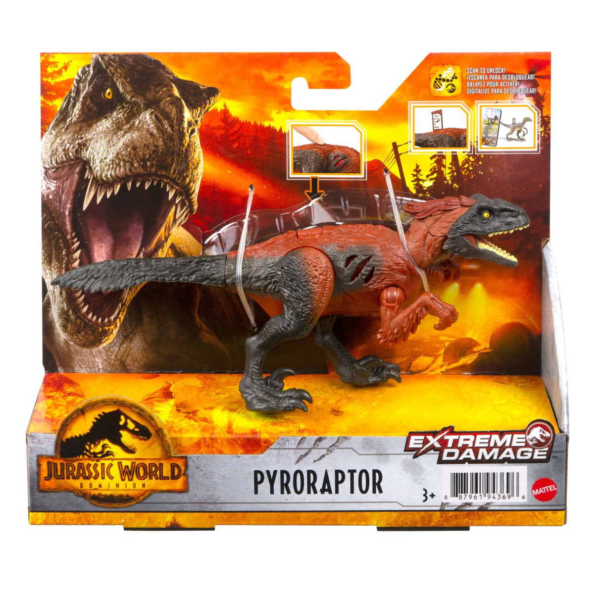 JURASSIC WORLD EXTREME DAMAGE DINOZAUR PYRORAPTOR