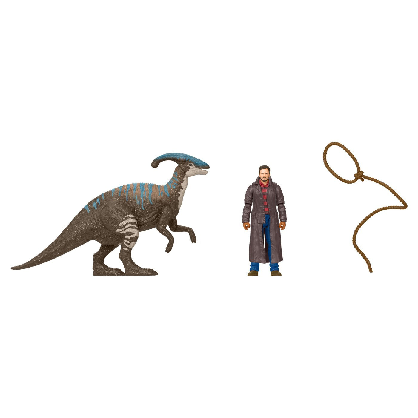 JURASSIC WORLD DOMINION SET 2 FIGURINE OWEN SI PARASAUROLOPHUS