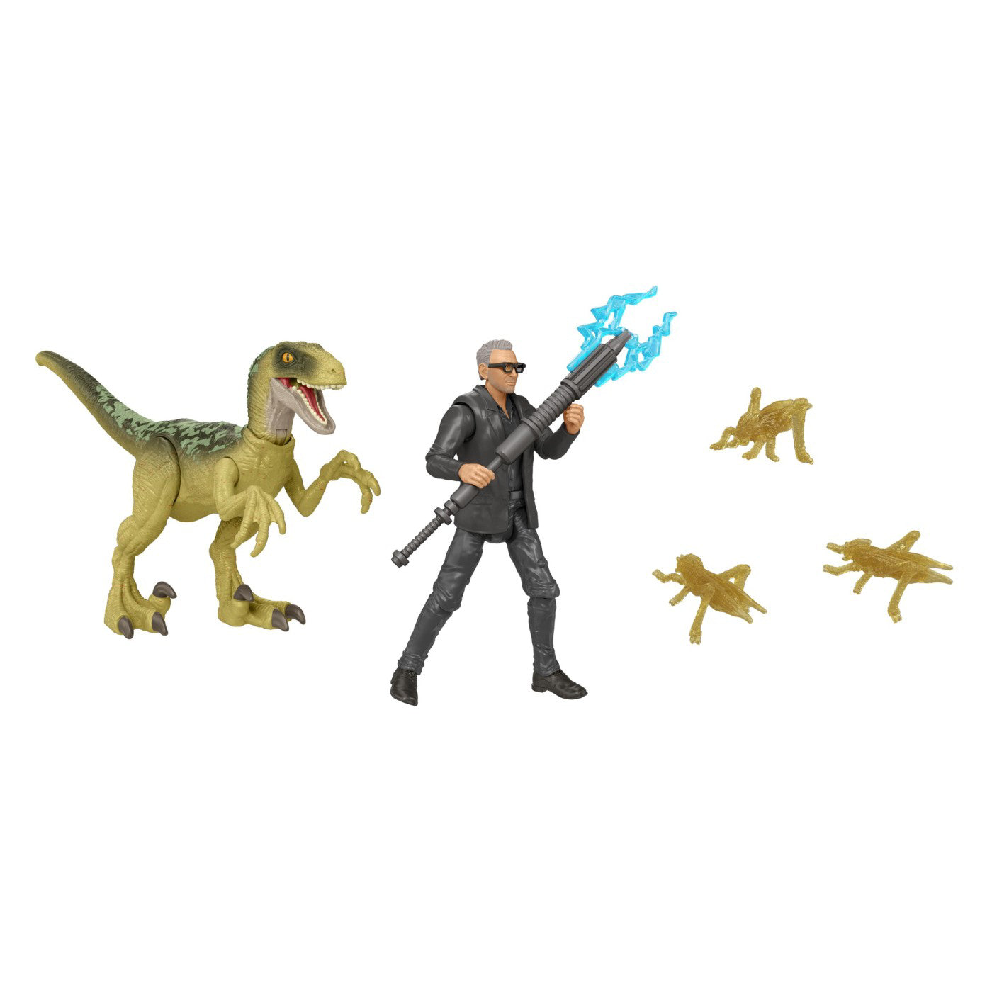 JURASSIC WORLD DOMINION SET 2 FIGURINE DR. IAN MALCOLM SI VELOCIRAPTOR