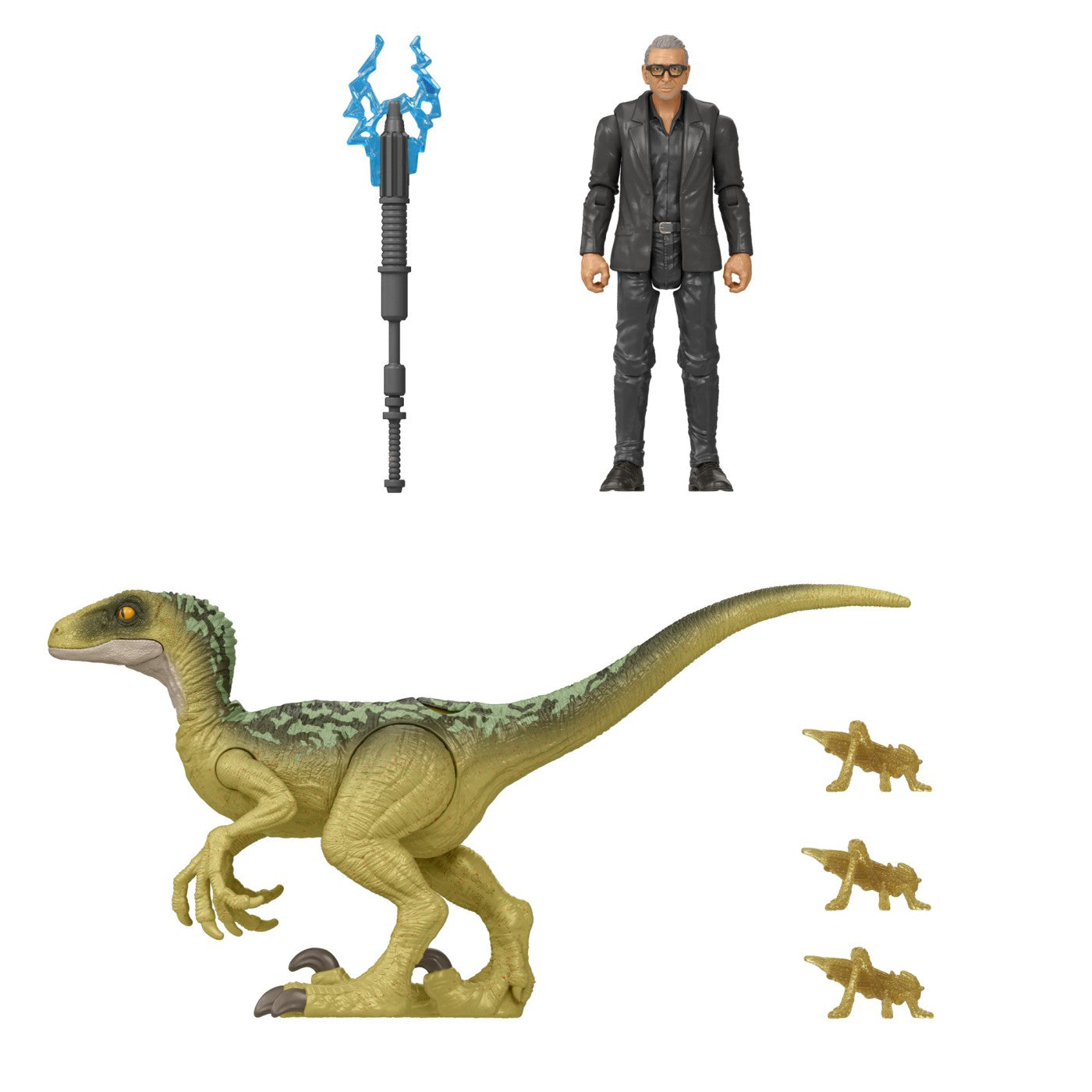 JURASSIC WORLD DOMINION SET 2 FIGURINE DR. IAN MALCOLM SI VELOCIRAPTOR