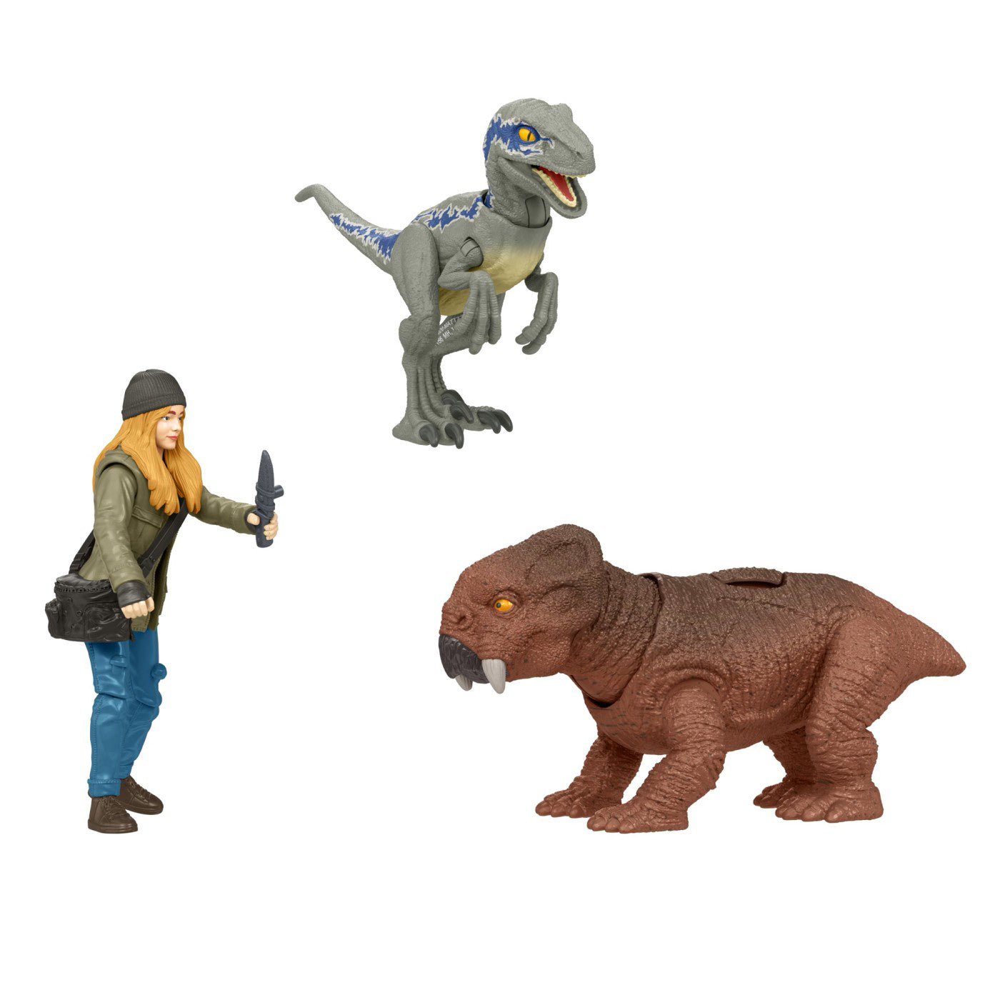 JURASSIC WORLD DOMINION SET 2 FIGURINE MAISIE SI SI VELOCIRAPTOR BETA