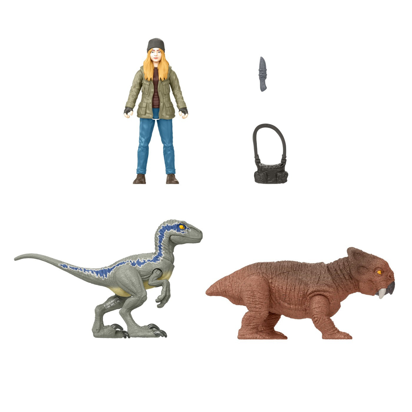 JURASSIC WORLD DOMINION SET 2 FIGURINE MAISIE SI SI VELOCIRAPTOR BETA