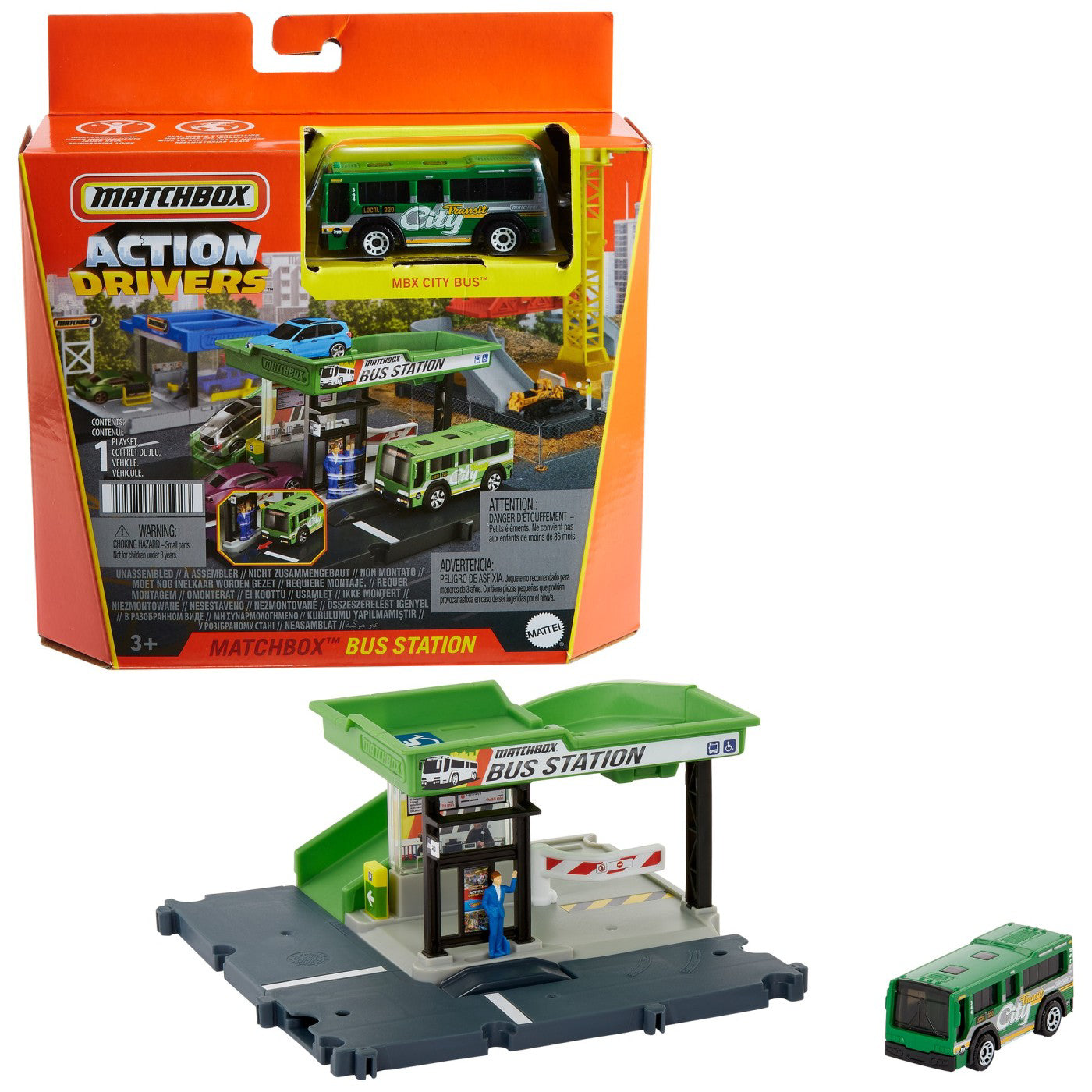 MATCHBOX SET ACTION DRIVERS STATIA DE AUTOBUZ