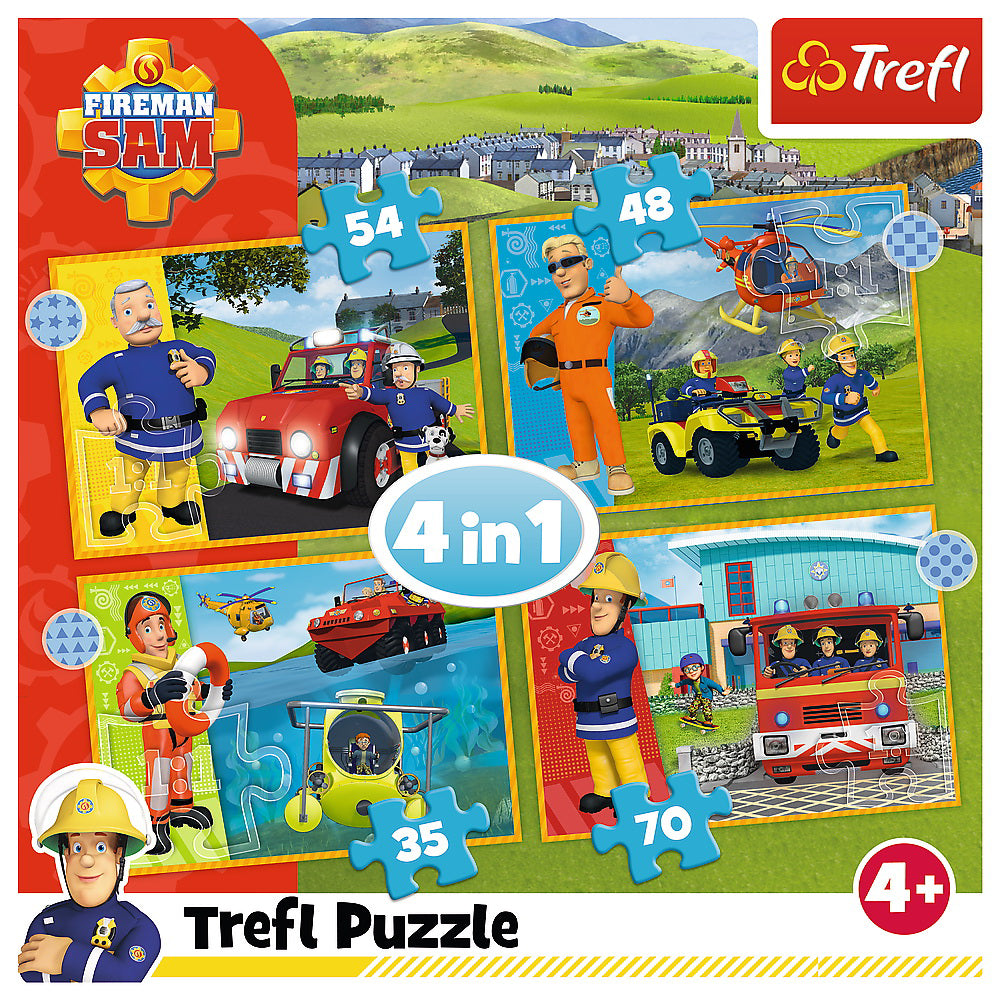 PUZZLE TREFL 4IN1 POMPIERUL SAM -  CURAJOSUL SAM