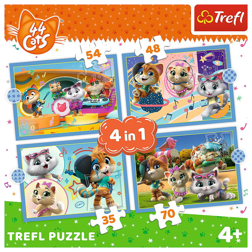 PUZZLE TREFL 44 CATS 4IN1 ECHIPA PISICILOR