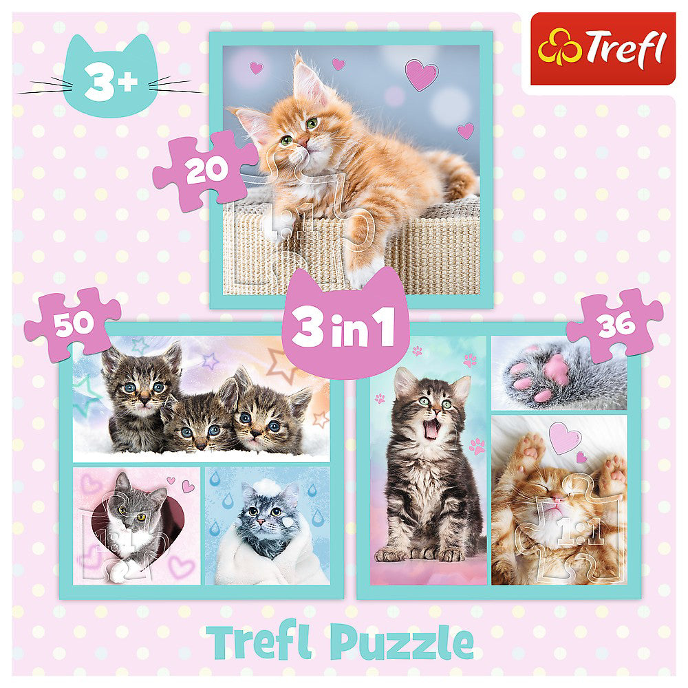 PUZZLE TREFL 3IN1 PISICUTELE DRAGALASE