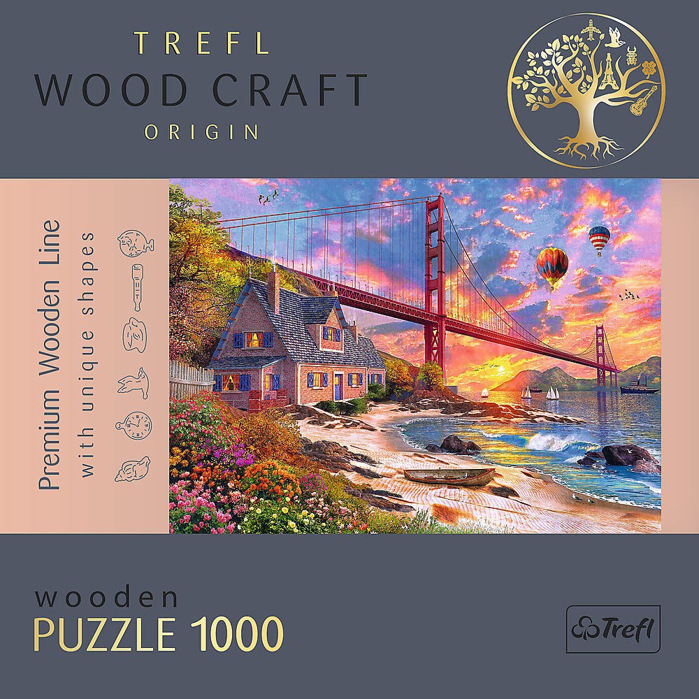 PUZZLE TREFL DIN LEMN 1000 PIESE APUS LA GOLDEN GATE