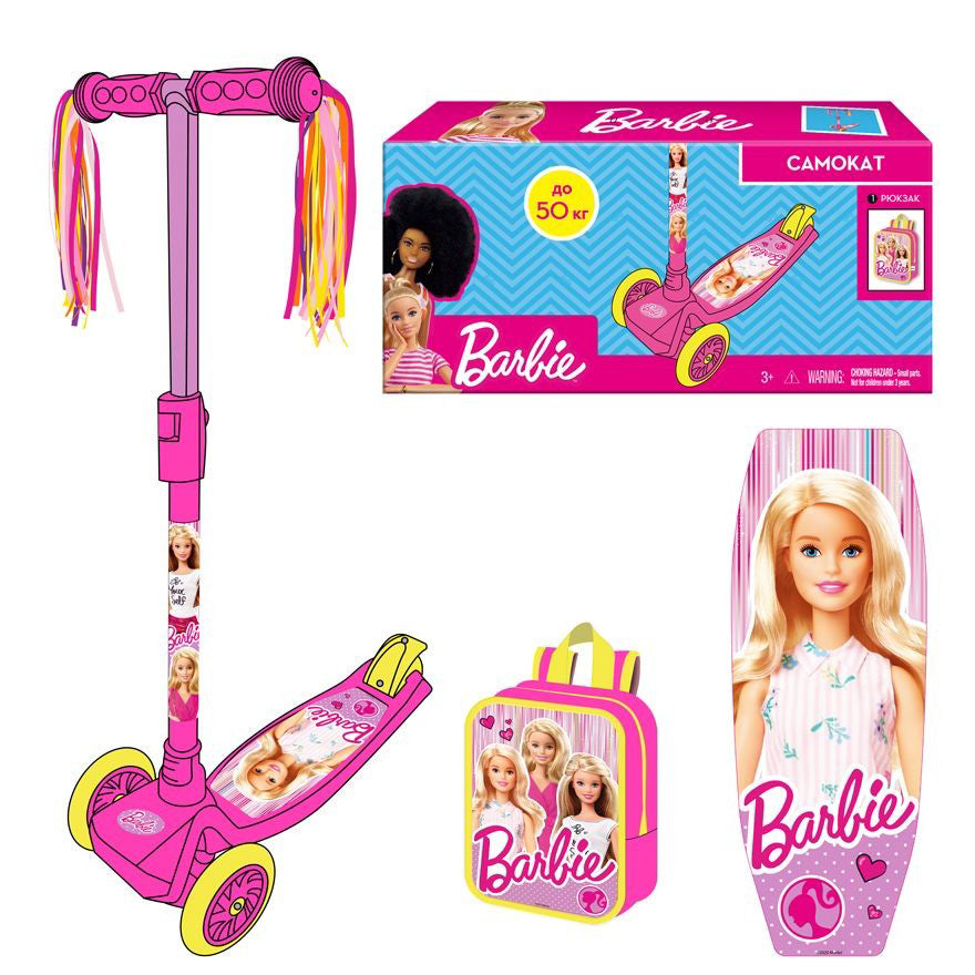 TROTINETA CU 3 ROTI BARBIE CU GHIOZDAN