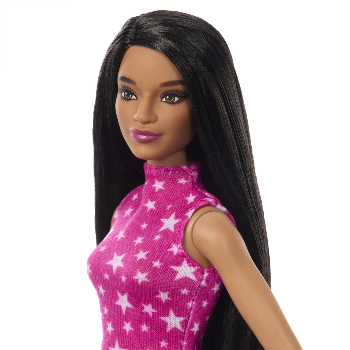 PAPUSA BARBIE FASHIONISTA BRUNETA CU TOP CU STELUTE