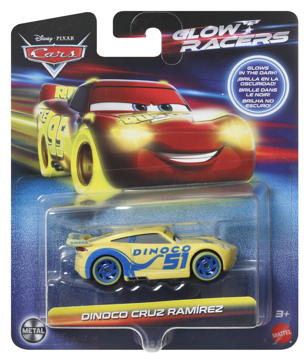 CARS GLOW RACERS MASINUTA METALICA DINOCO CRUZ RAMIREZ 1:55