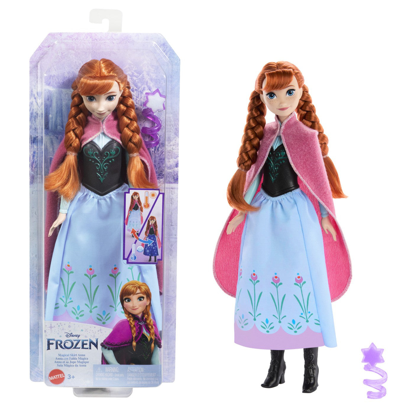 DISNEY FROZEN PAPUSA ANNA CU FUSTA MAGICA