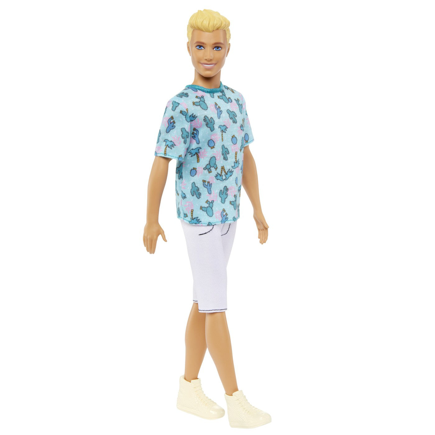 BARBIE PAPUSA BAIAT FASHIONISTAS BLOND CU TRICOU CU IMPRIMEU CU CACTUSI