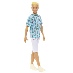 BARBIE PAPUSA BAIAT FASHIONISTAS BLOND CU TRICOU CU IMPRIMEU CU CACTUSI