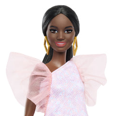 PAPUSA BARBIE FASHIONISTA  AFRO-AMERICANA CU ROCHIE PEACH