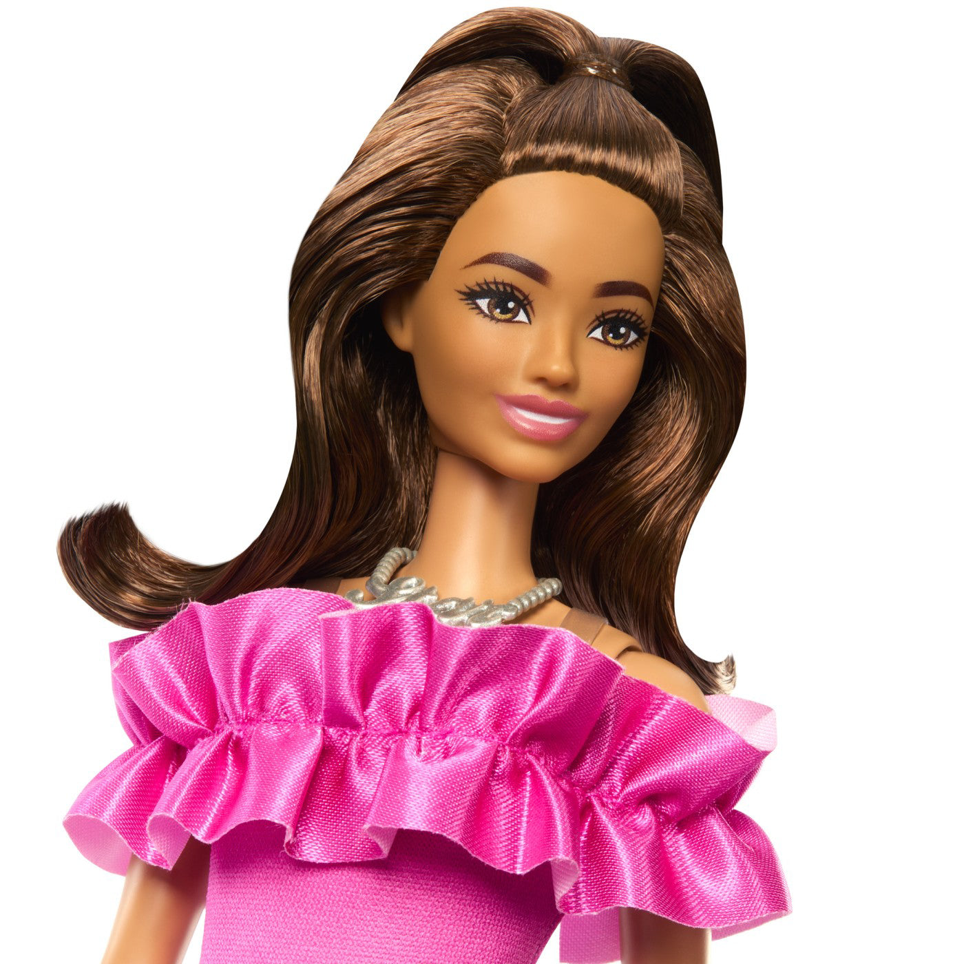 PAPUSA BARBIE FASHIONISTA SATENA CU ROCHIE ROZ