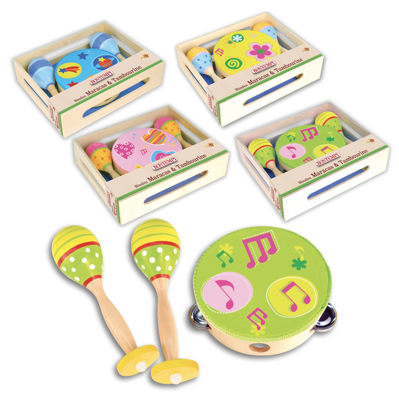 BONTEMPI SET MARACAS SI TAMBURINA DE LEMN