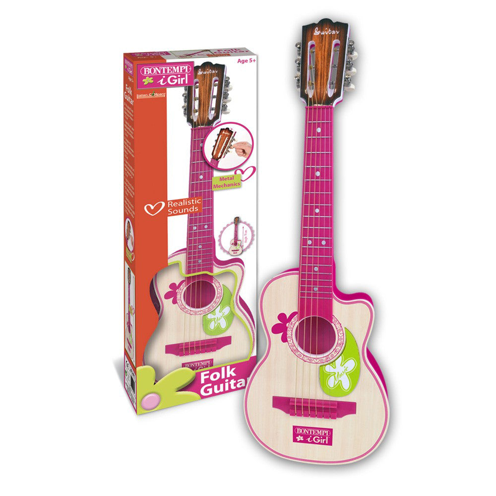 BONTEMPI CHITARA DE LEMN CU 6 CORZI ROZ