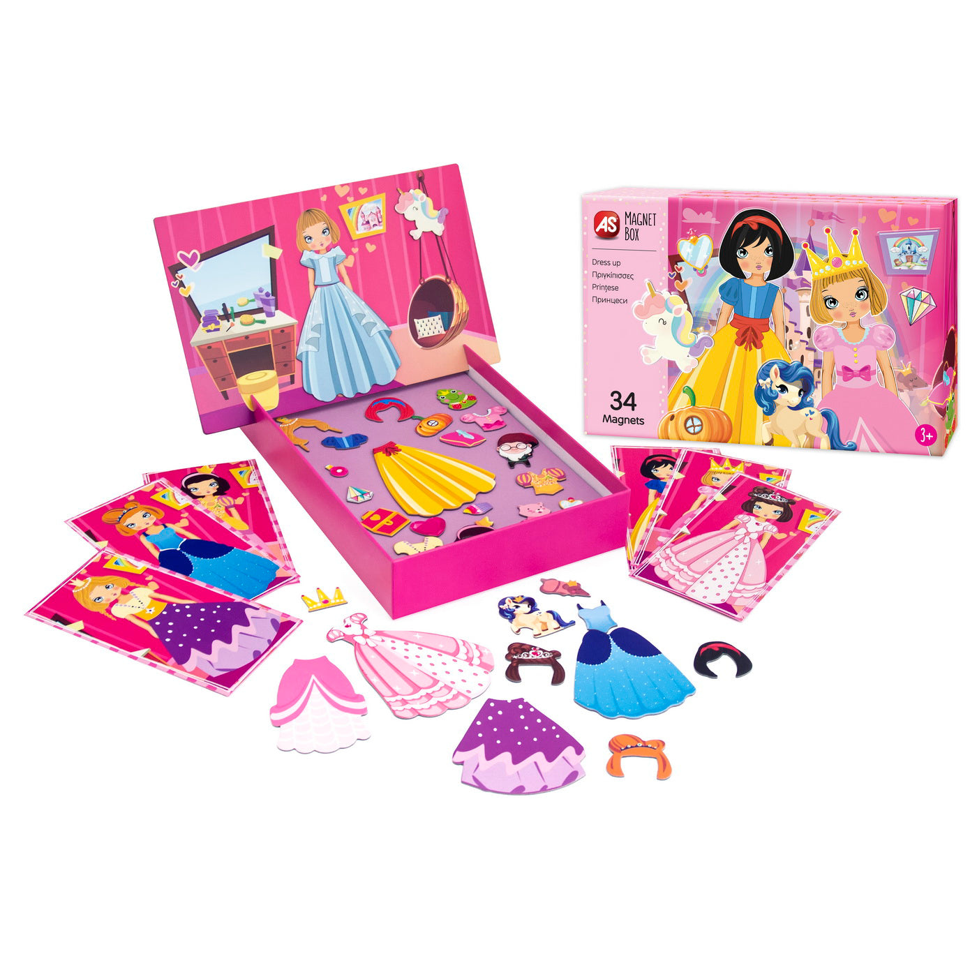 CUTIE MAGNETICA IMBRACA PRINTESELE CU 34 DE PIESE