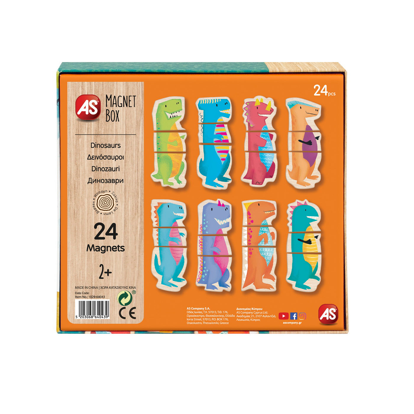 CUTIE UNIVERSUL DINOZAURILOR CU 24 PIESE DIN LEMN SI MAGNETICE