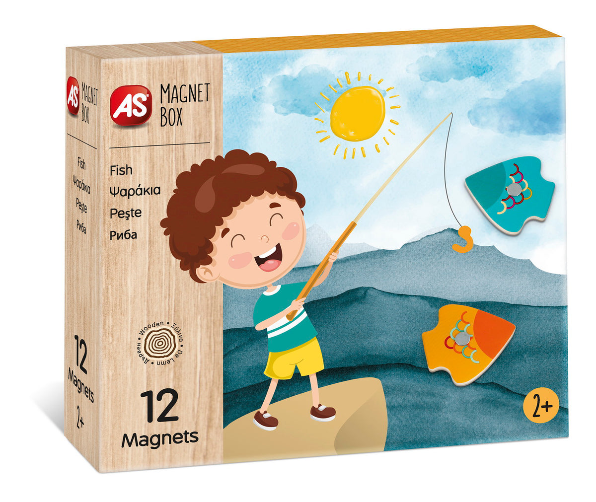 CUTIE UNIVERSUL PESCUITULUI CU 12 PIESE DIN LEMN SI MAGNETICE
