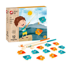 CUTIE UNIVERSUL PESCUITULUI CU 12 PIESE DIN LEMN SI MAGNETICE