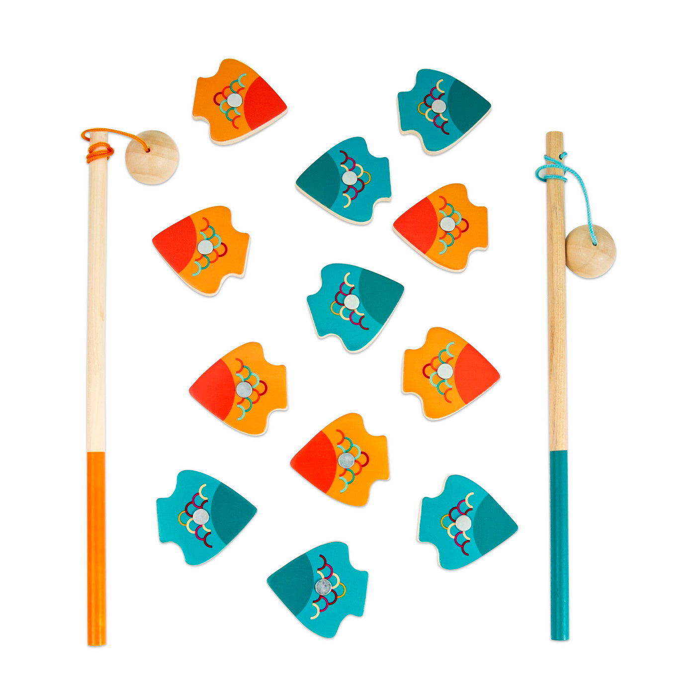 CUTIE UNIVERSUL PESCUITULUI CU 12 PIESE DIN LEMN SI MAGNETICE