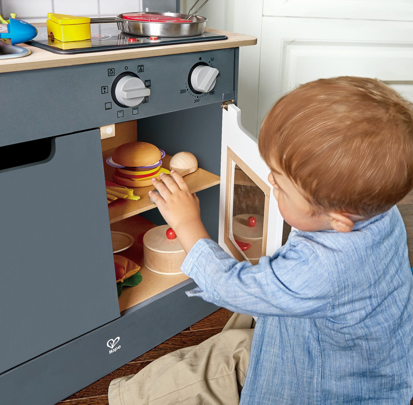 HAPE BUCATARIE CU SUNETE SI LUMINI GRI