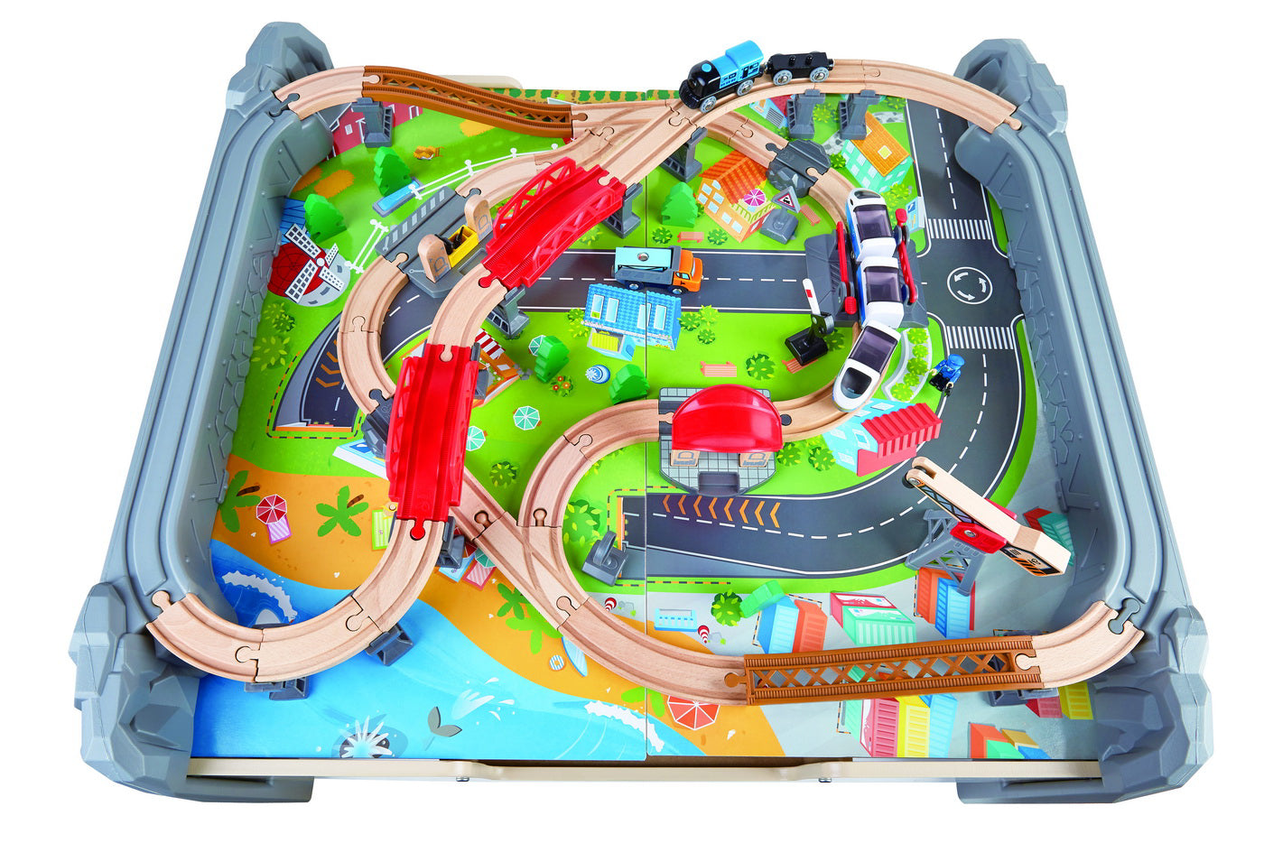 HAPE SET MASA CU LOCOMOTIVA SI 70 DE SINE DE TREN