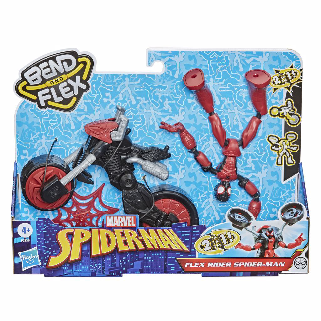 SPIDERMAN FIGURINA FLEXIBILA CU MOTOCICLETA