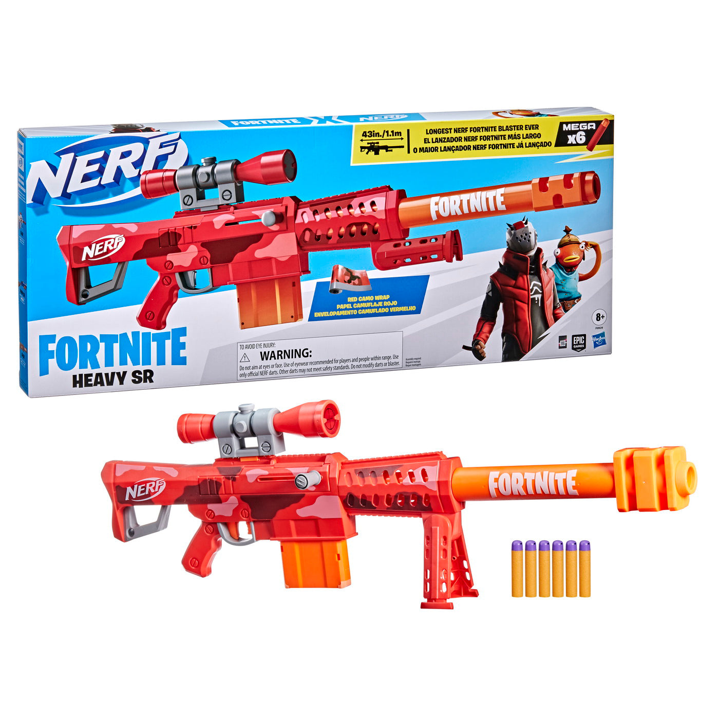 NERF BLASTER FORTNITE HEAVY SR 6 CARTUSE