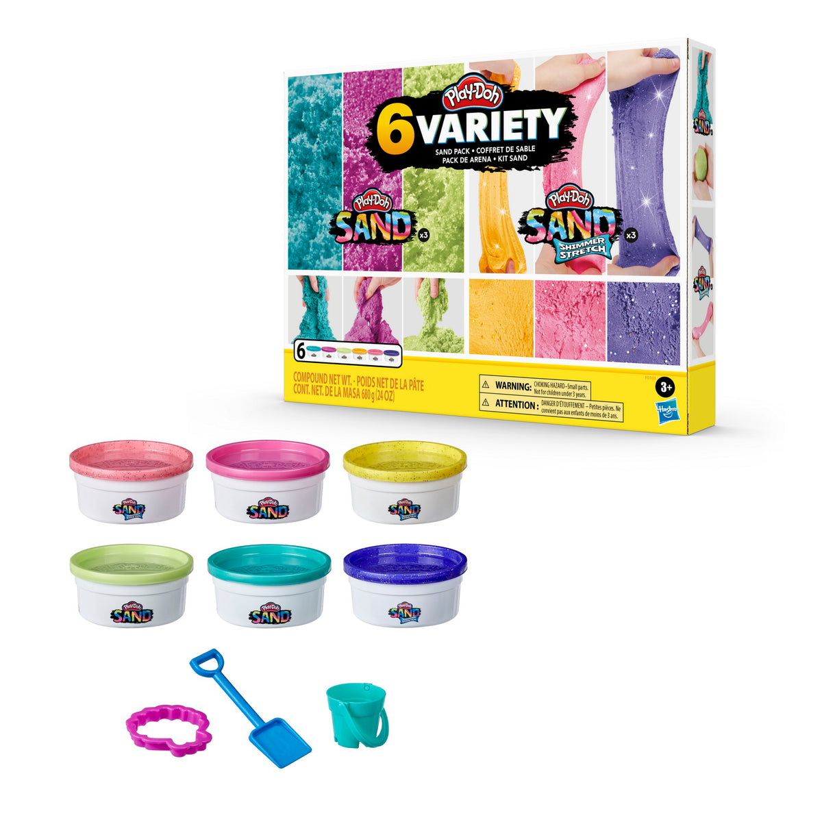 PLAY-DOH SET 6 CUTII CU NISIP COLORAT SI CU DIFERITE TEXTURI