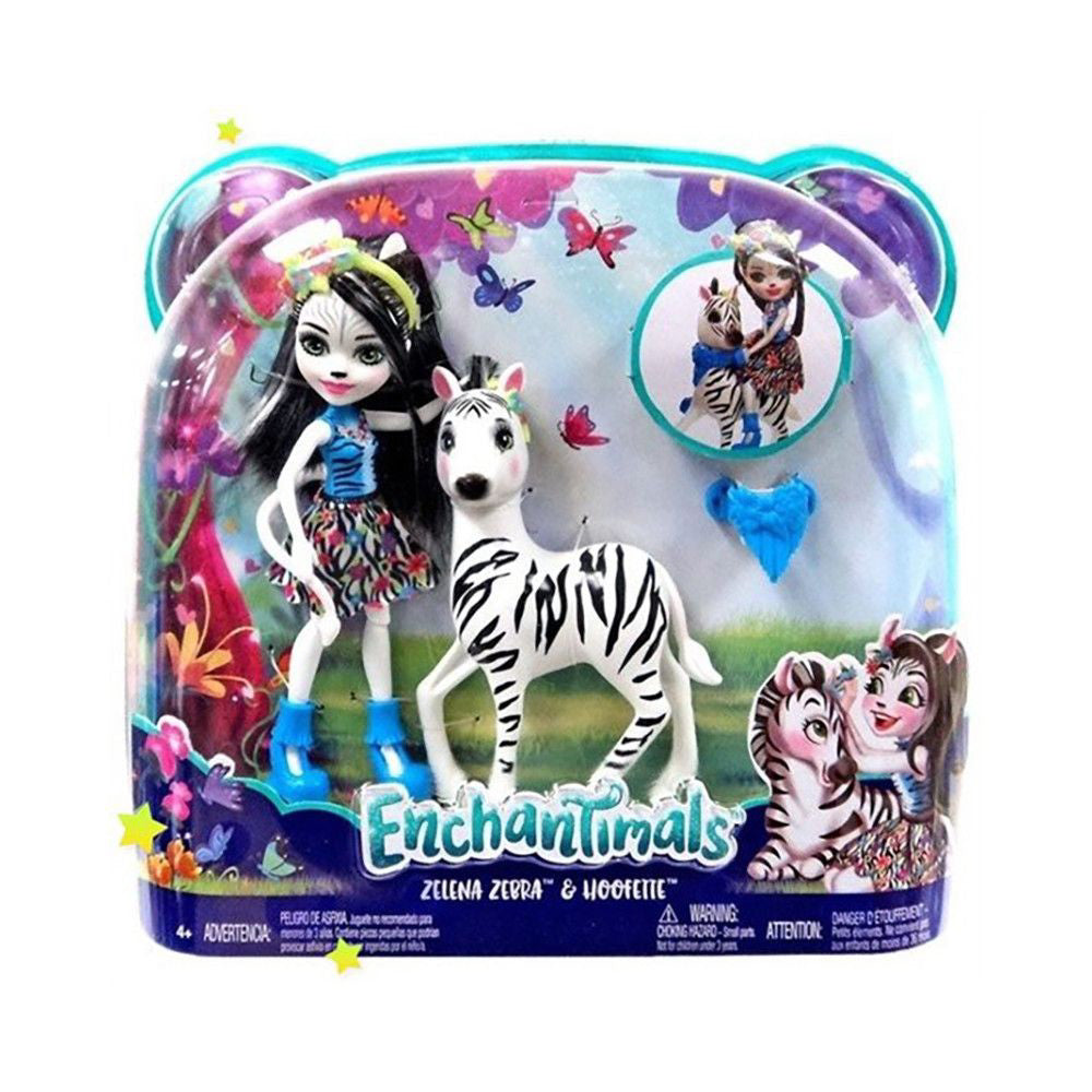 ENCHANTIMALS SET PAPUSA CU ANIMALUT ZEBRA ZELENA