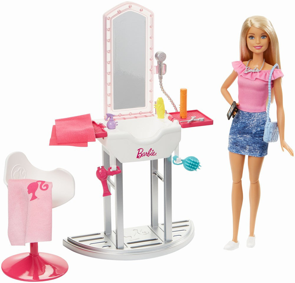 BARBIE SET SALON DE INFRUMUSETARE CU PAPUSA BLONDA