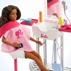 BARBIE SET SALON DE INFRUMUSETARE CU PAPUSA BLONDA