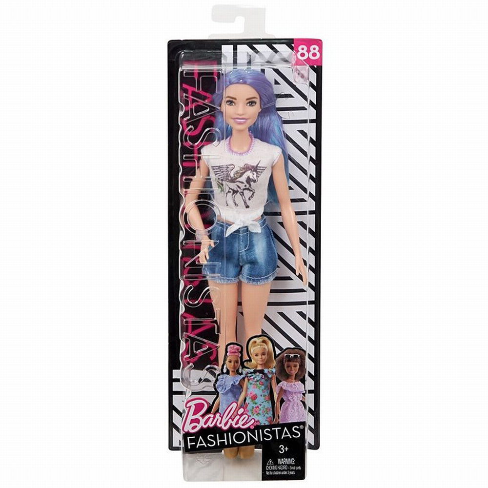 PAPUSA BARBIE FASHIONISTA CU PAR STRALUCITOR MOV