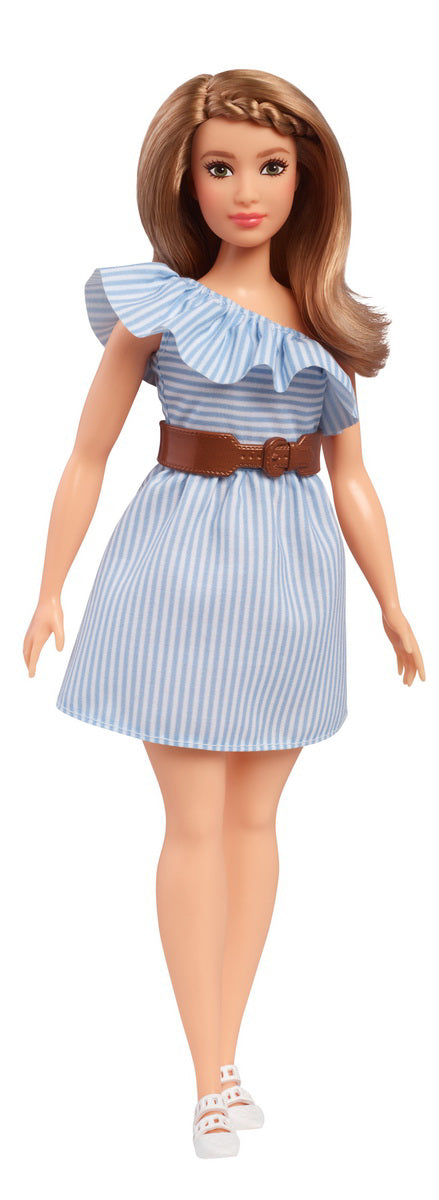 PAPUSA BARBIE FASHIONISTA CU ROCHITA ALBASTRA SI CURELUSA CHIC