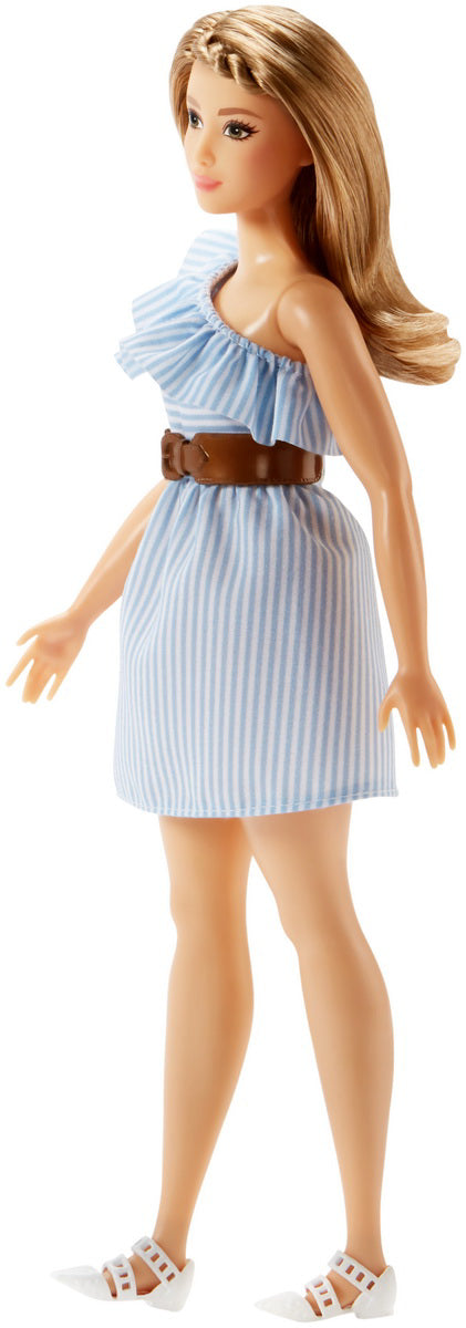 PAPUSA BARBIE FASHIONISTA CU ROCHITA ALBASTRA SI CURELUSA CHIC