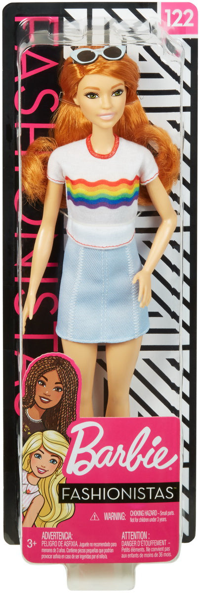 PAPUSA BARBIE FASHIONISTA CU FUSTITA SI TRICOU CURCUBEU