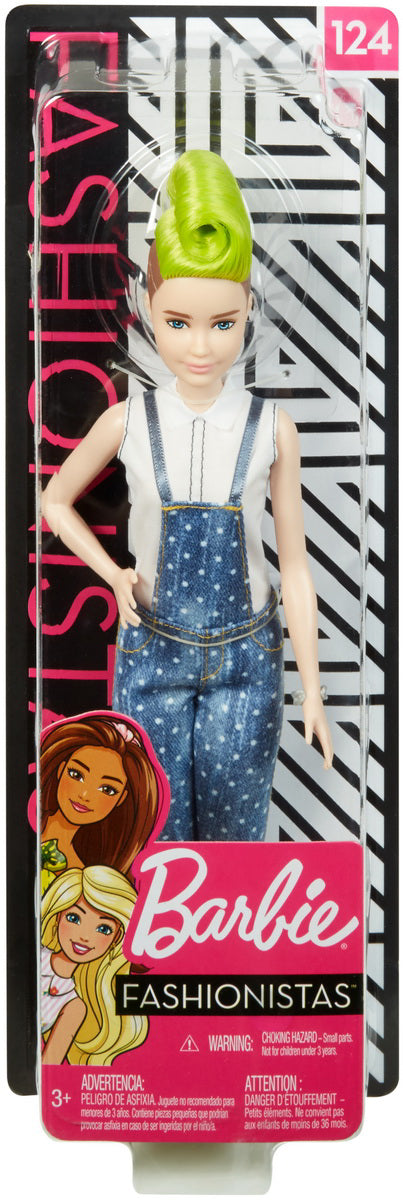 PAPUSA BARBIE FASHIONISTA CU SALOPETA SI O COAFURA VERDE