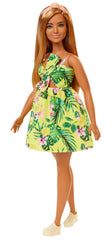 PAPUSA BARBIE FASHIONISTA BLONDA CU ROCHITA VERDE INFLORATA