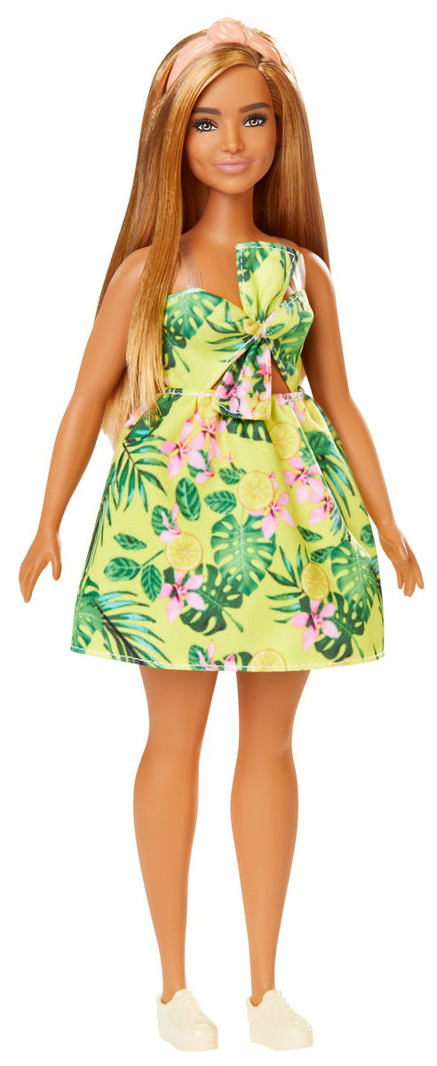 PAPUSA BARBIE FASHIONISTA BLONDA CU ROCHITA VERDE INFLORATA