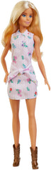 PAPUSA BARBIE FASHIONISTA IN ROCHITA ALB CU ROZ