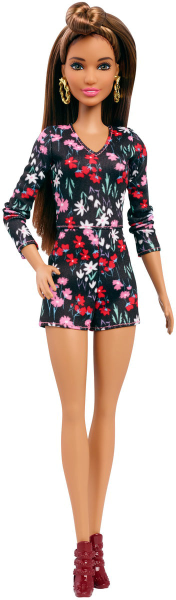 PAPUSA BARBIE FASHIONISTA SATENA CU SALOPETA MULTICOLORA