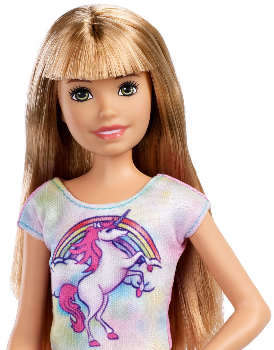 PAPUSA BARBIE GAMA FAMILY BONA BLONDA CU FUSTITA ROZ
