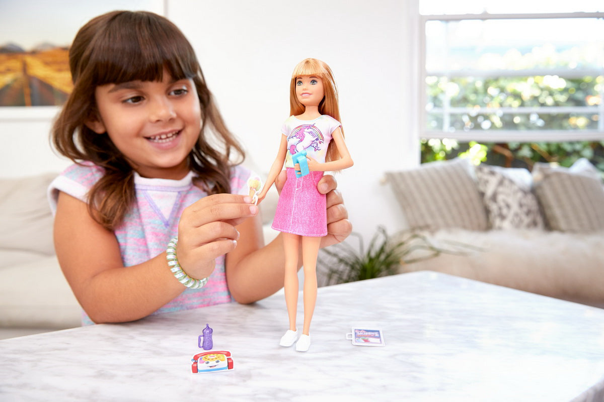 PAPUSA BARBIE GAMA FAMILY BONA BLONDA CU FUSTITA ROZ