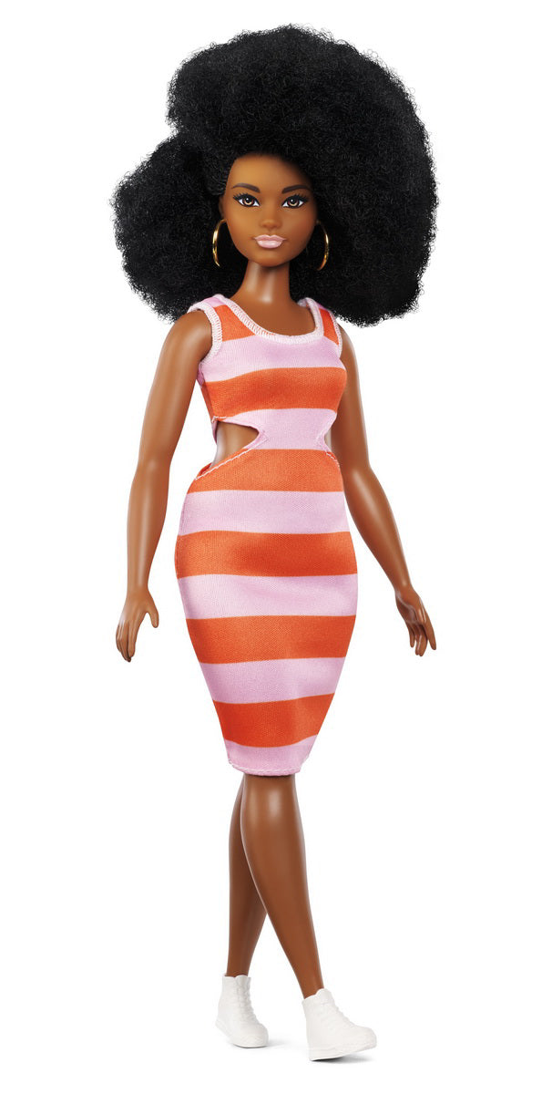 PAPUSA BARBIE FASHIONISTA AFROAMERICANA CU PARUL CRET