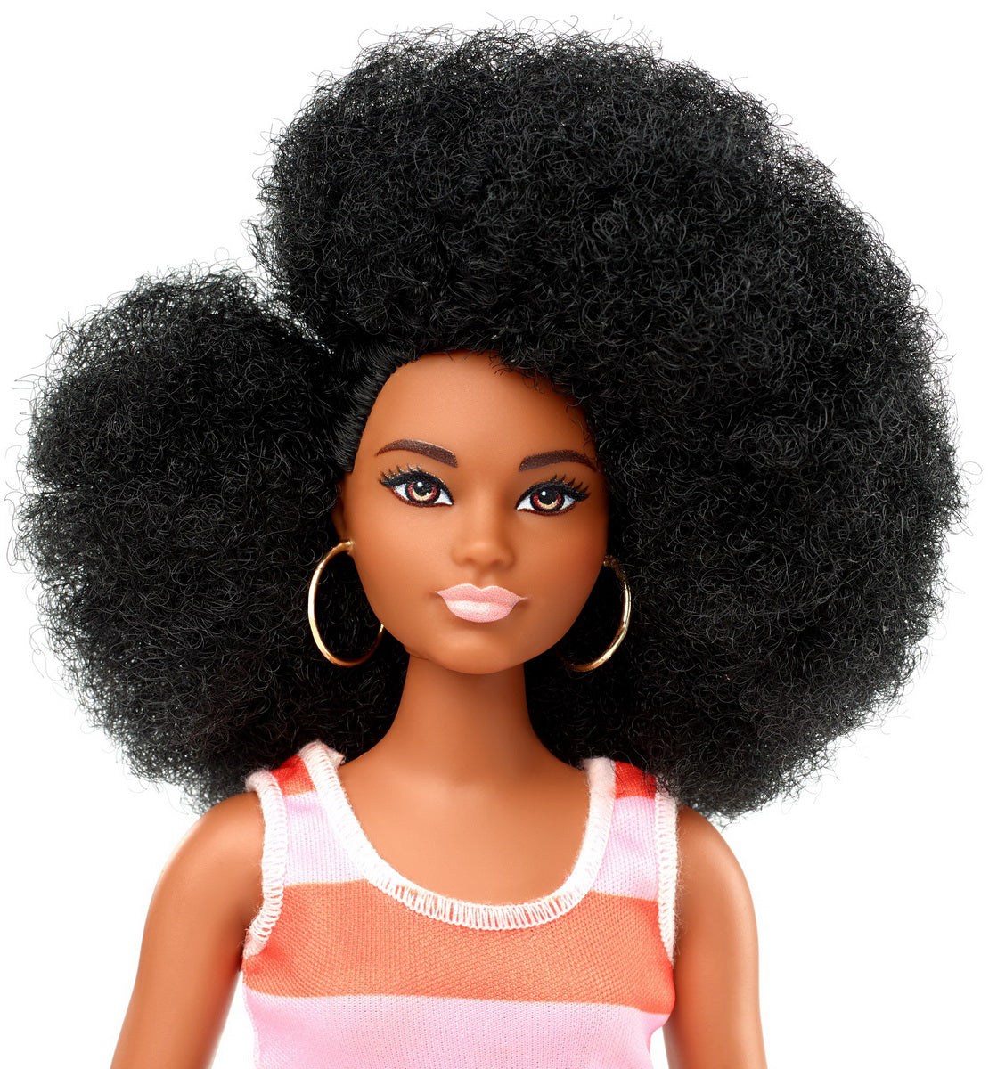 PAPUSA BARBIE FASHIONISTA AFROAMERICANA CU PARUL CRET