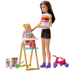 PAPUSA BARBIE MAMICA CU COPILAS SI TRICICLETA