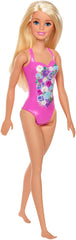 PAPUSA BARBIE BLONDA CU COSTUM DE BAIE INFLORAT