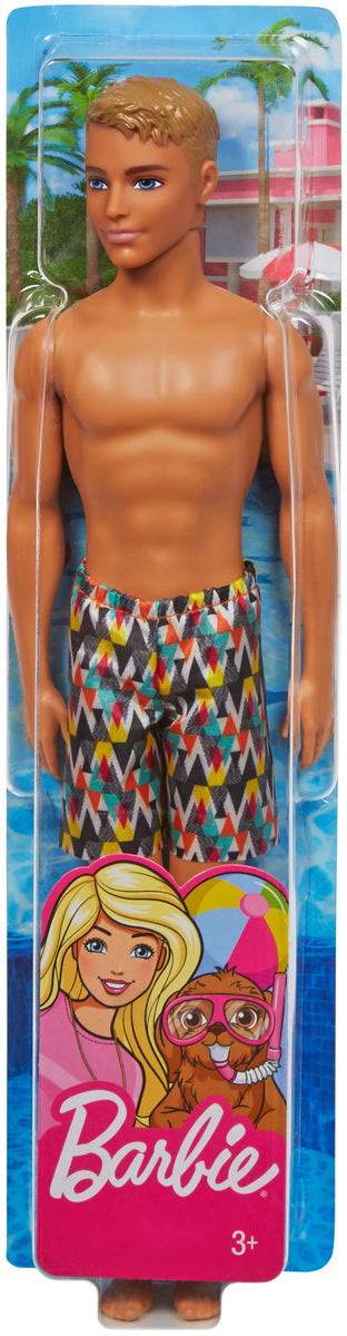 PAPUSA KEN LA PLAJA CU COSTUM DE BAIE MULTICOLOR